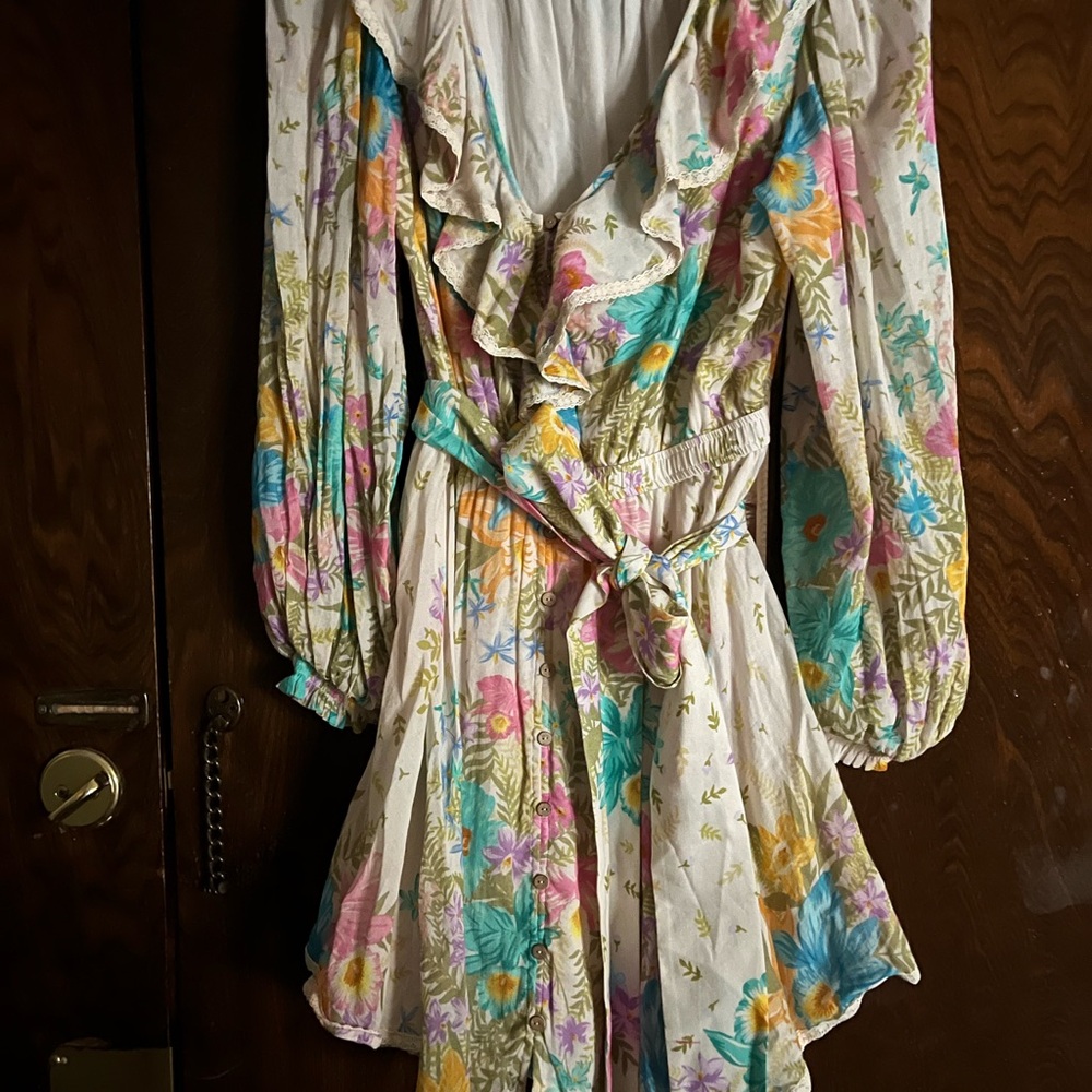 Spell Floral Mini Dress with Ruffle Detail